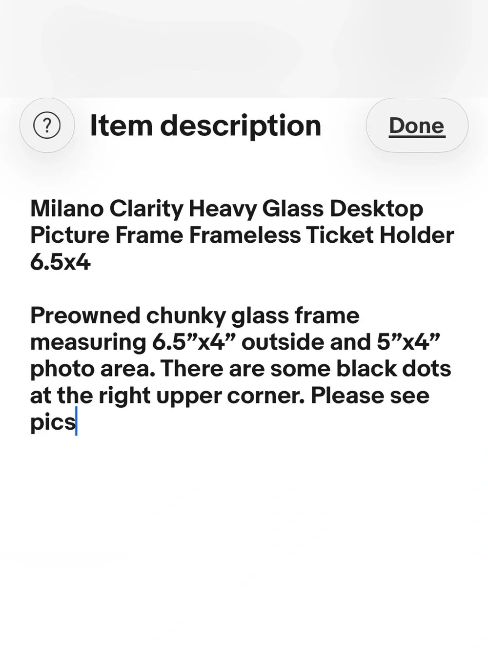 Milano Clarity Heavy Glass Desktop Picture Frame Frameless Ticket Holder 6.5x4